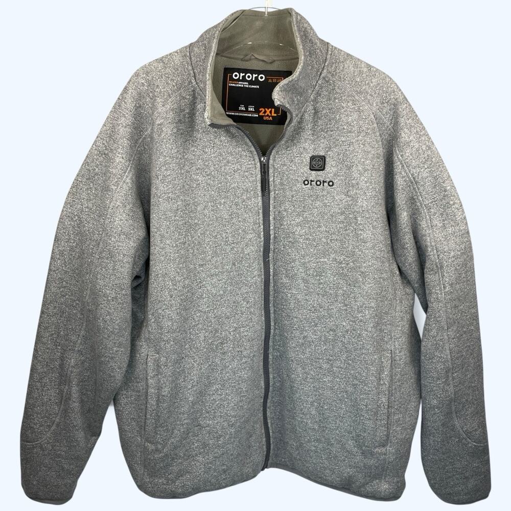 ORORO Men's Fleece Heated Jacket & Battery Pack - Flecking Gray 2XL